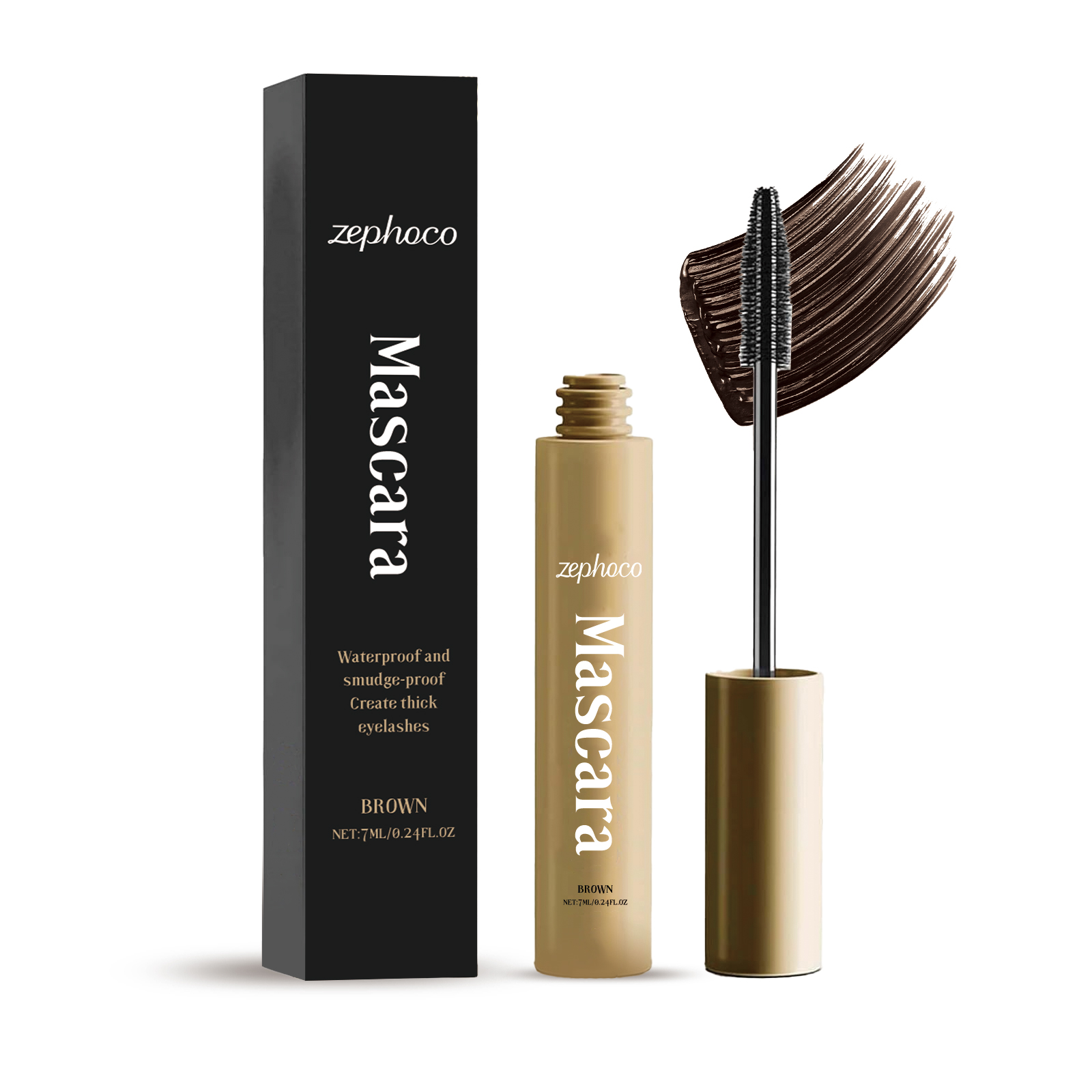 Zephoco Brown Mascara Thin Long Curling Natural Lasting Makeup