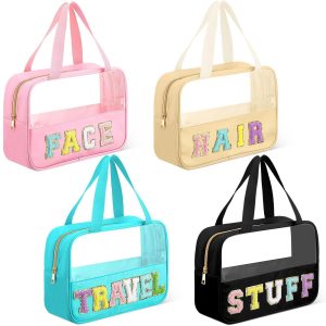 Waterproof Large Travel Toiletries Storage Bag With Fabric Embroidery