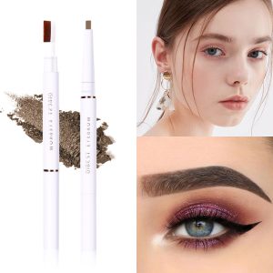 QIBEST Double Head Eyebrow Pencil Waterproof Sweat Proof And Makeup Free