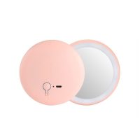 Rechargeable Mini Portable Round HD Makeup Mirror With 12LED Lights