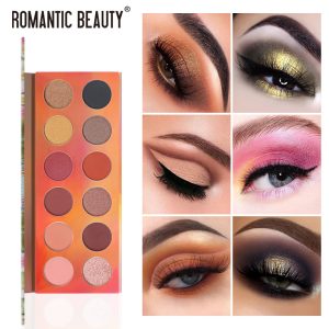 Romantic Beauty 12 Color Dazzle Eyeshadow Plate Pearlescent Matte Finish