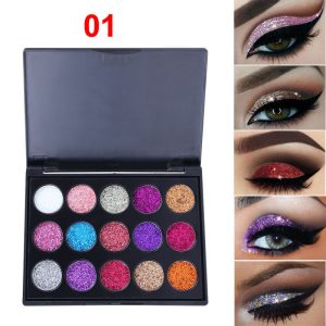 15 Colors Diamond Sequin Eyeshadow Palette Shiny Glitter Powder