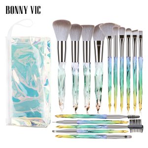 15 Pcs Makeup Brushes Diamond Crystal Handle Makeup Tools Foundation