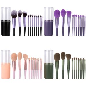 11pcs Long Tube Makeup Brushes Set Natural Hair Powder Foundation