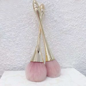Gold Color Makeup Powder Big Brush Kabuki Brush Synthetic Hair BB Cream