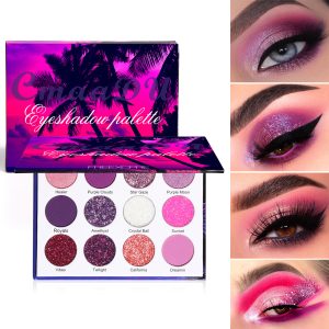 CmaaDu 12 Color Eyeshadow Palette Shiny Eyeshadow Makeup Matte And