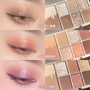 7 Color Eyeshadow Palette Red Wine Glitter Pearly Lasting Acrylic