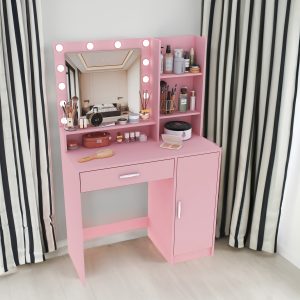 Makeup Vanity Desk With Mirror & Light