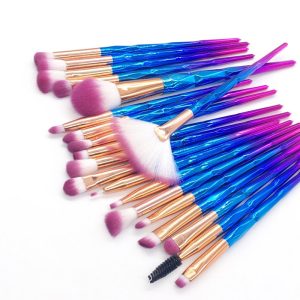 20 Sets Of Diamond Transparent Handle Eyeshadow Makeup Brush